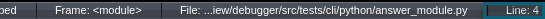 Status bar showing the current stopped source line