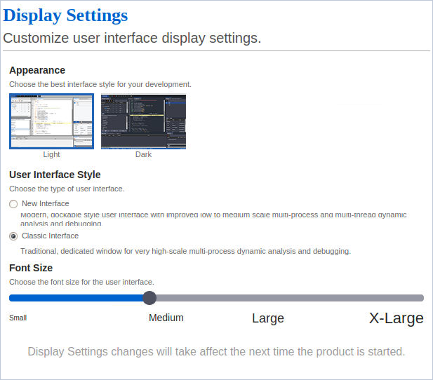 Opturion User Interface UI Display Settings